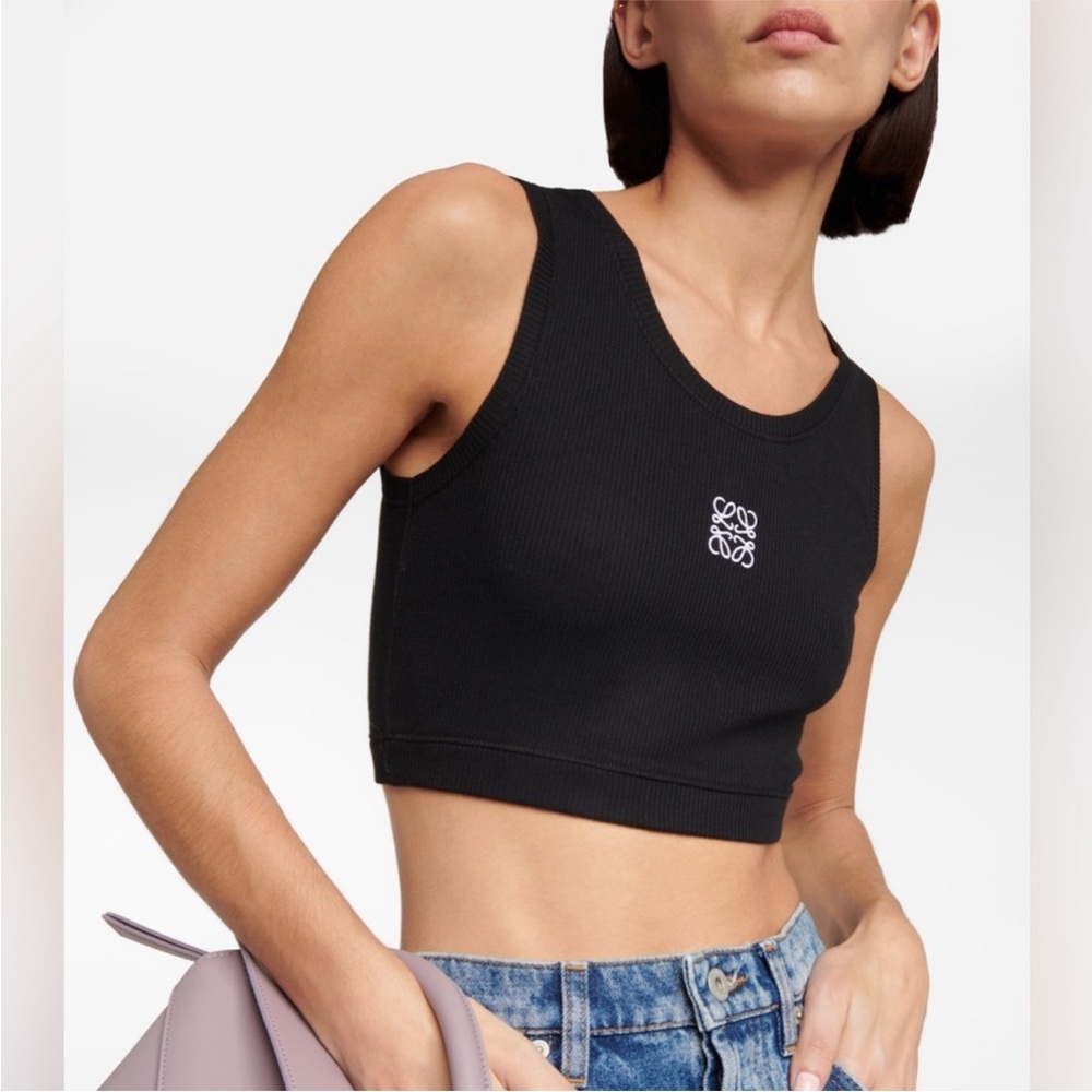 Loewe Black Ribbed Crop Top